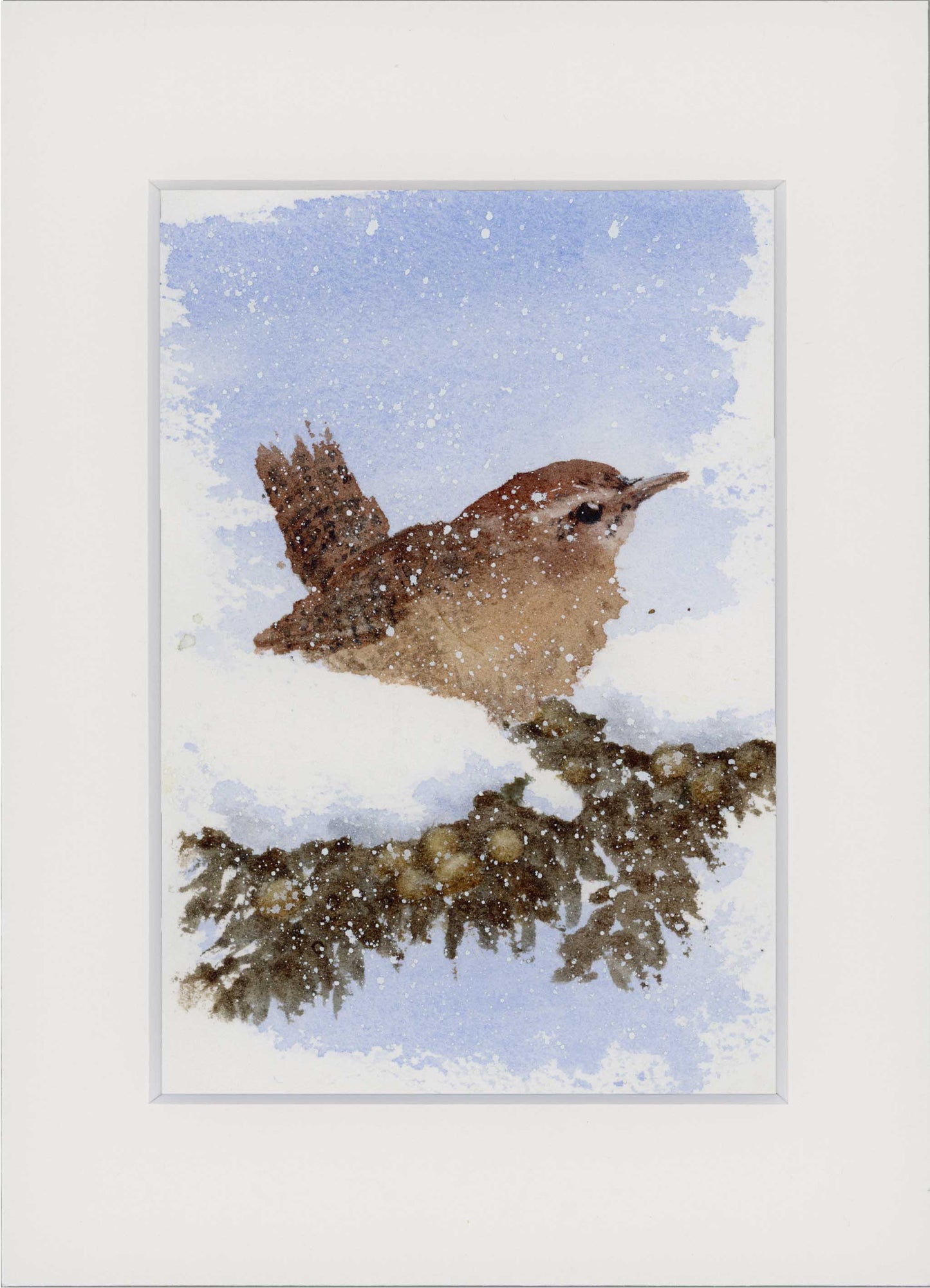 "Wren in Snow" Small Original Watercolour